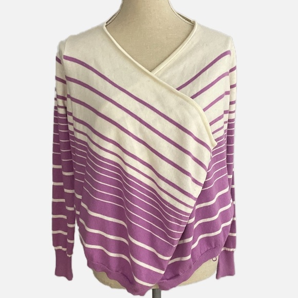 Bcbg Maxazria Cardigan Cotton Cashmere Blend Size XS Purple Ivory Pockets - Picture 2 of 10